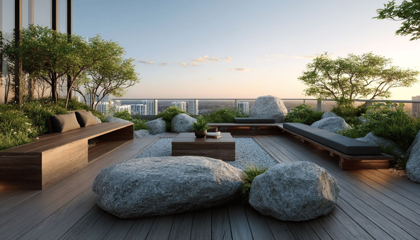 Aménagement de jardin zen faible entretien pour espace urbain